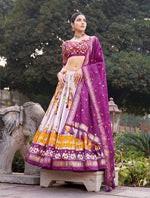 Thumbnail for Malishka Womens Purple Dola Silk With Foil Print Lehenga Choli Set