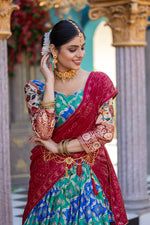 Thumbnail for Malishka Womens Blue Dola Silk With Foil Print Lehenga Choli Set