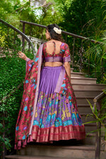 Thumbnail for Malishka Womens Lavender Dola Silk With Jacquard Lehenga Choli Set