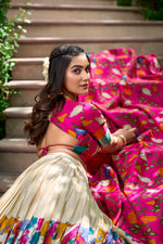 Thumbnail for Malishka Womens White Dola Silk With Jacquard Lehenga Choli Set