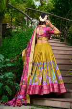 Thumbnail for Malishka Womens Yellow Dola Silk With Jacquard Lehenga Choli Set