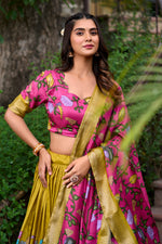 Thumbnail for Malishka Womens Yellow Dola Silk With Jacquard Lehenga Choli Set