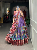 Thumbnail for Malishka Womens Lavender Dola Silk With Jacquard Lehenga Choli Set