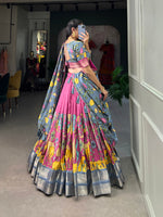 Thumbnail for Malishka Womens Pink Dola Silk With Jacquard Lehenga Choli Set