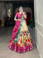 Thumbnail for Malishka Womens White Dola Silk With Jacquard Lehenga Choli Set