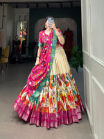 Thumbnail for Malishka Womens White Dola Silk With Jacquard Lehenga Choli Set