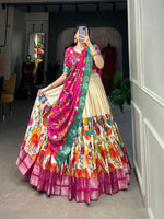 Thumbnail for Malishka Womens White Dola Silk With Jacquard Lehenga Choli Set