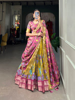 Thumbnail for Malishka Womens Yellow Dola Silk With Jacquard Lehenga Choli Set