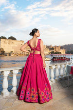 Thumbnail for Malishka Womens Pink Dola Silk With Foil Print Lehenga Choli Set