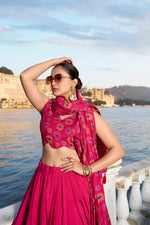 Thumbnail for Malishka Womens Pink Dola Silk With Foil Print Lehenga Choli Set