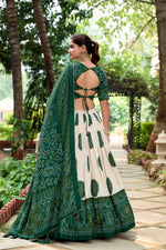 Thumbnail for Malishka Womens Green Dola Silk With Foil Print Lehenga Choli Set