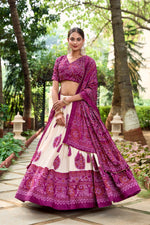 Thumbnail for Malishka Womens Wine Dola Silk With Foil Print Lehenga Choli Set