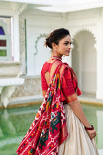 Thumbnail for Malishka Womens White Dola Silk With Foil Print Lehenga Choli Set