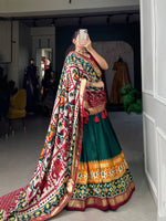 Thumbnail for Malishka Womens Green Dola Silk With Foil Print Lehenga Choli Set