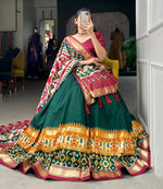 Thumbnail for Malishka Womens Green Dola Silk With Foil Print Lehenga Choli Set