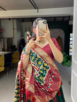 Thumbnail for Malishka Womens Green Dola Silk With Foil Print Lehenga Choli Set