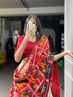 Thumbnail for Malishka Womens White Dola Silk With Foil Print Lehenga Choli Set