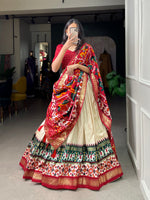 Thumbnail for Malishka Womens White Dola Silk With Foil Print Lehenga Choli Set
