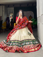 Thumbnail for Malishka Womens White Dola Silk With Foil Print Lehenga Choli Set