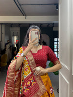 Thumbnail for Malishka Womens Yellow Dola Silk With Foil Print Lehenga Choli Set