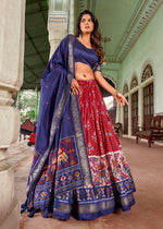 Thumbnail for Malishka Womens Red Dola Silk With Foil Print Lehenga Choli Set