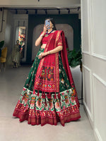 Thumbnail for Malishka Womens Green Dola Silk With Foil Print Lehenga Choli Set