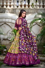 Thumbnail for Malishka Womens Yellow Dola Silk With Foil Print Lehenga Choli Set