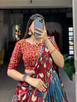 Thumbnail for Malishka Womens Firozi Dola Silk With Bandhani Print Lehenga Choli Set