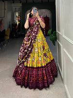 Thumbnail for Malishka Womens Yellow Dola Silk With Bandhani Print Lehenga Choli Set