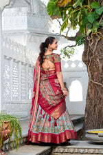 Thumbnail for Malishka Womens Sea Green Dola Silk With Foil Print Lehenga Choli Set