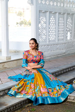 Thumbnail for Malishka Womens Yellow Dola Silk With Foil Print Lehenga Choli Set