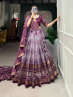 Thumbnail for Malishka Womens Wine Dola Silk With Foil Print Lehenga Choli Set