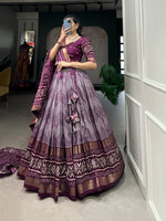 Thumbnail for Malishka Womens Wine Dola Silk With Foil Print Lehenga Choli Set