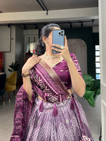 Thumbnail for Malishka Womens Wine Dola Silk With Foil Print Lehenga Choli Set