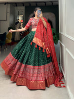 Thumbnail for Malishka Womens Green Dola Silk With Foil Print Lehenga Choli Set
