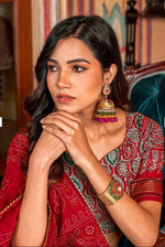 Thumbnail for Malishka Womens Green Dola Silk With Foil Print Lehenga Choli Set