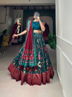 Thumbnail for Malishka Womens Rama Dola Silk With Foil Print Lehenga Choli Set