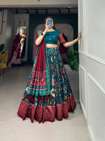 Thumbnail for Malishka Womens Rama Dola Silk With Foil Print Lehenga Choli Set