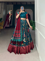 Thumbnail for Malishka Womens Rama Dola Silk With Foil Print Lehenga Choli Set