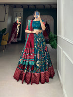 Thumbnail for Malishka Womens Rama Dola Silk With Foil Print Lehenga Choli Set