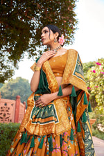Thumbnail for Malishka Womens Mustard Dola Silk With Foil Print Lehenga Choli Set