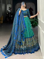Thumbnail for Malishka Womens Rama Dola Silk With Foil Print Lehenga Choli Set