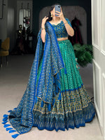 Thumbnail for Malishka Womens Rama Dola Silk With Foil Print Lehenga Choli Set