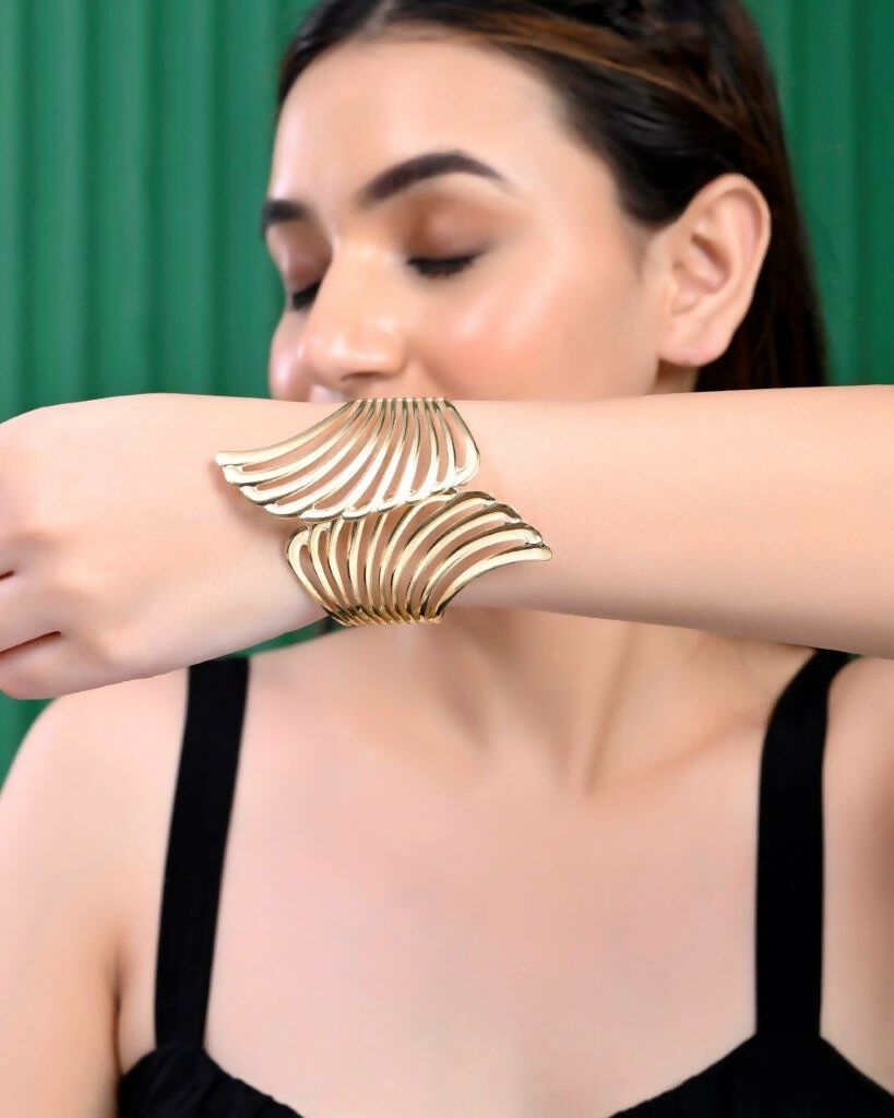 VOJ Pack of 3 Bracelet - Gold, Silver and Black Tonned Kada Bracelet. - Distacart