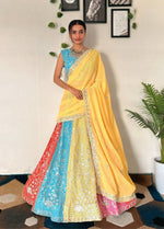 Thumbnail for Lehenga Mart Designer Bollywood Style Wedding Wear Lehenga Choli - Multicolor - Distacart