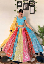 Thumbnail for Lehenga Mart Designer Bollywood Style Wedding Wear Lehenga Choli - Multicolor - Distacart