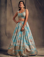 Thumbnail for Lehenga Mart Designer Bollywood Style Wedding Wear Lehenga Choli - Aqua