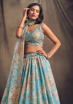 Thumbnail for Lehenga Mart Designer Bollywood Style Wedding Wear Lehenga Choli - Aqua