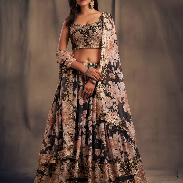 Lehenga Mart Designer Bollywood Style Wedding Wear Lehenga Choli - Black