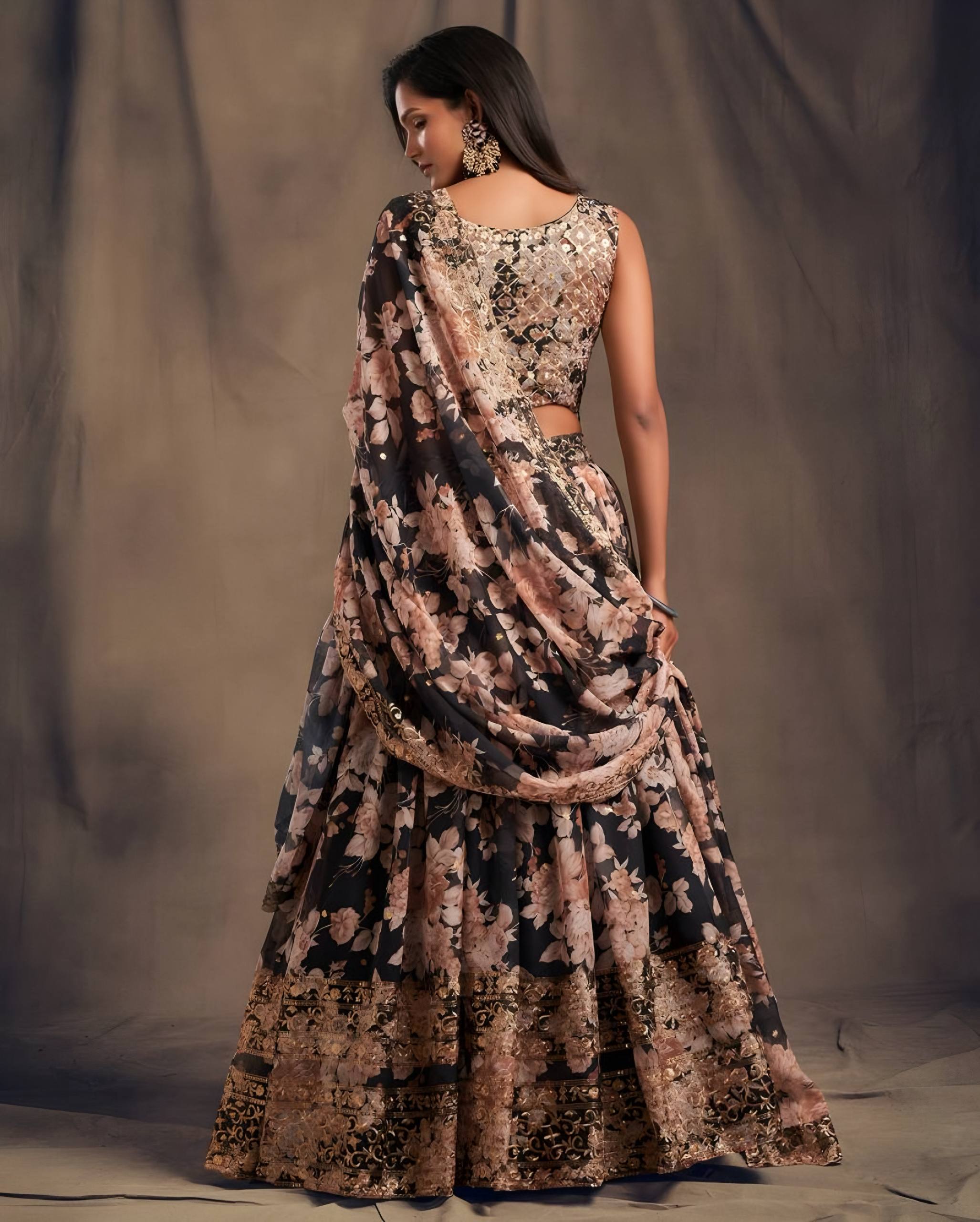 Lehenga Mart Designer Bollywood Style Wedding Wear Lehenga Choli - Black